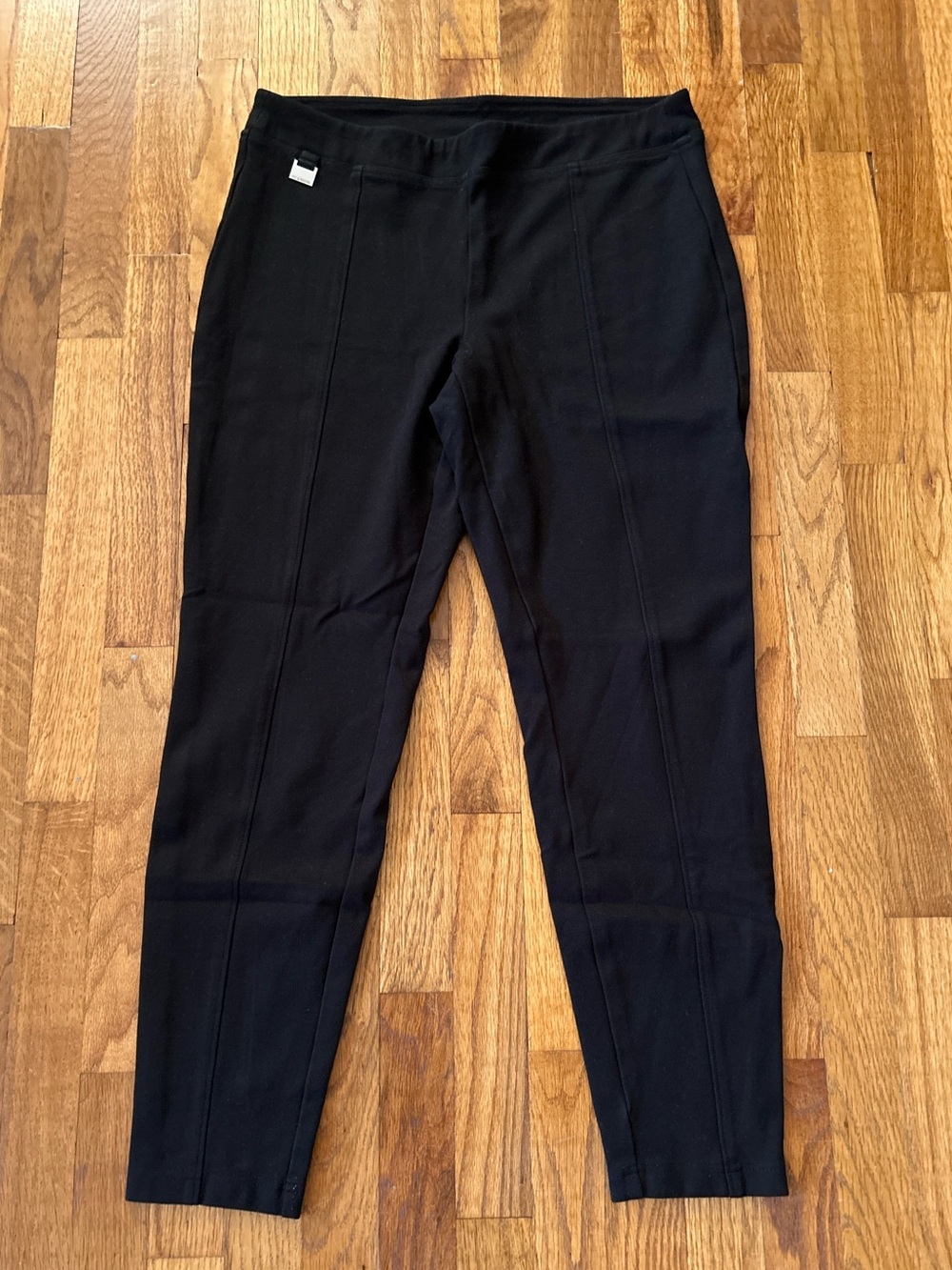 Zac & Rachel Ultimate Fit Pull-On Pintuck Front Seam Black Work Pants Size L